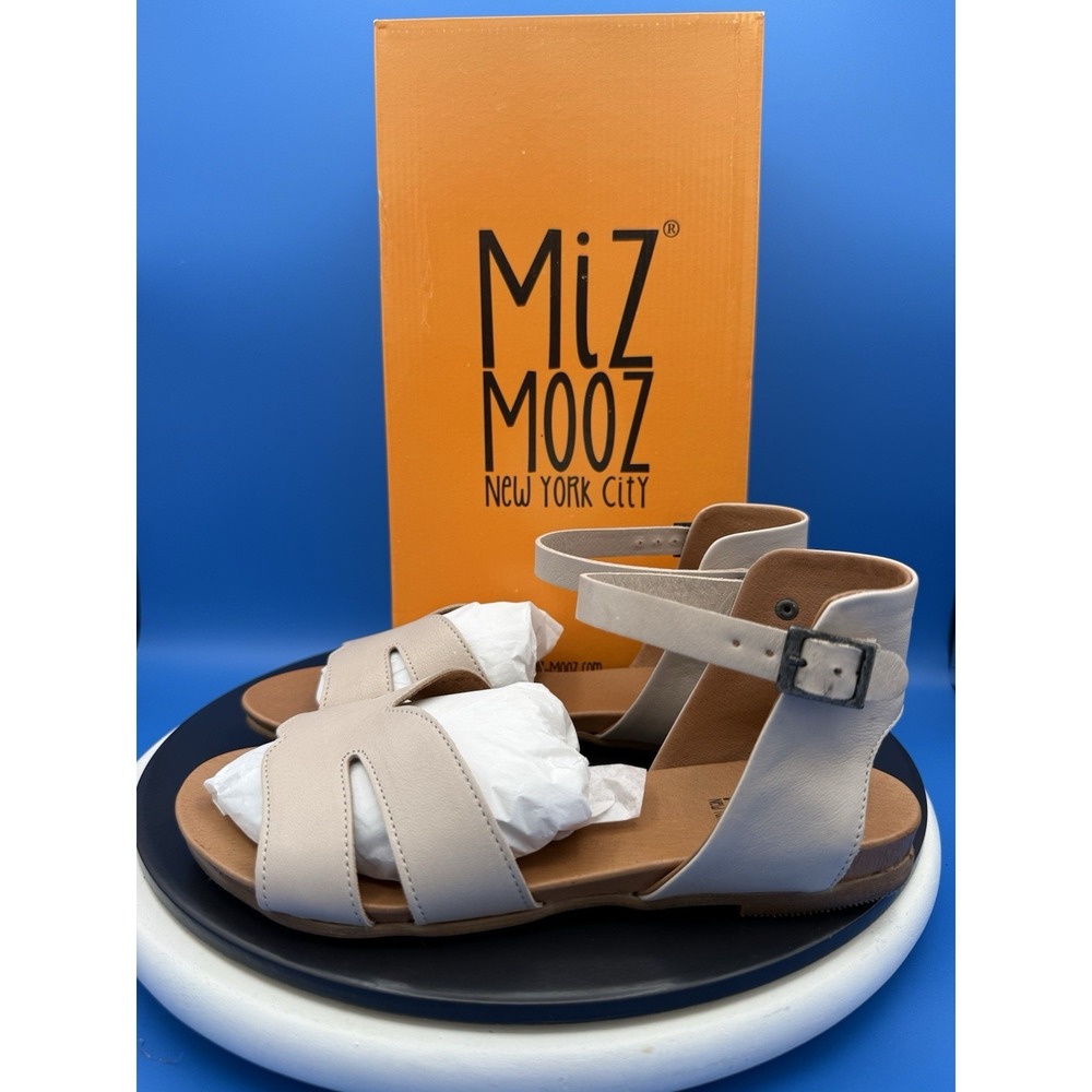 Miz Mooz Annalise Womens Size 8 Wide Cream Leather Ankle Strap Sandals Boho NEW